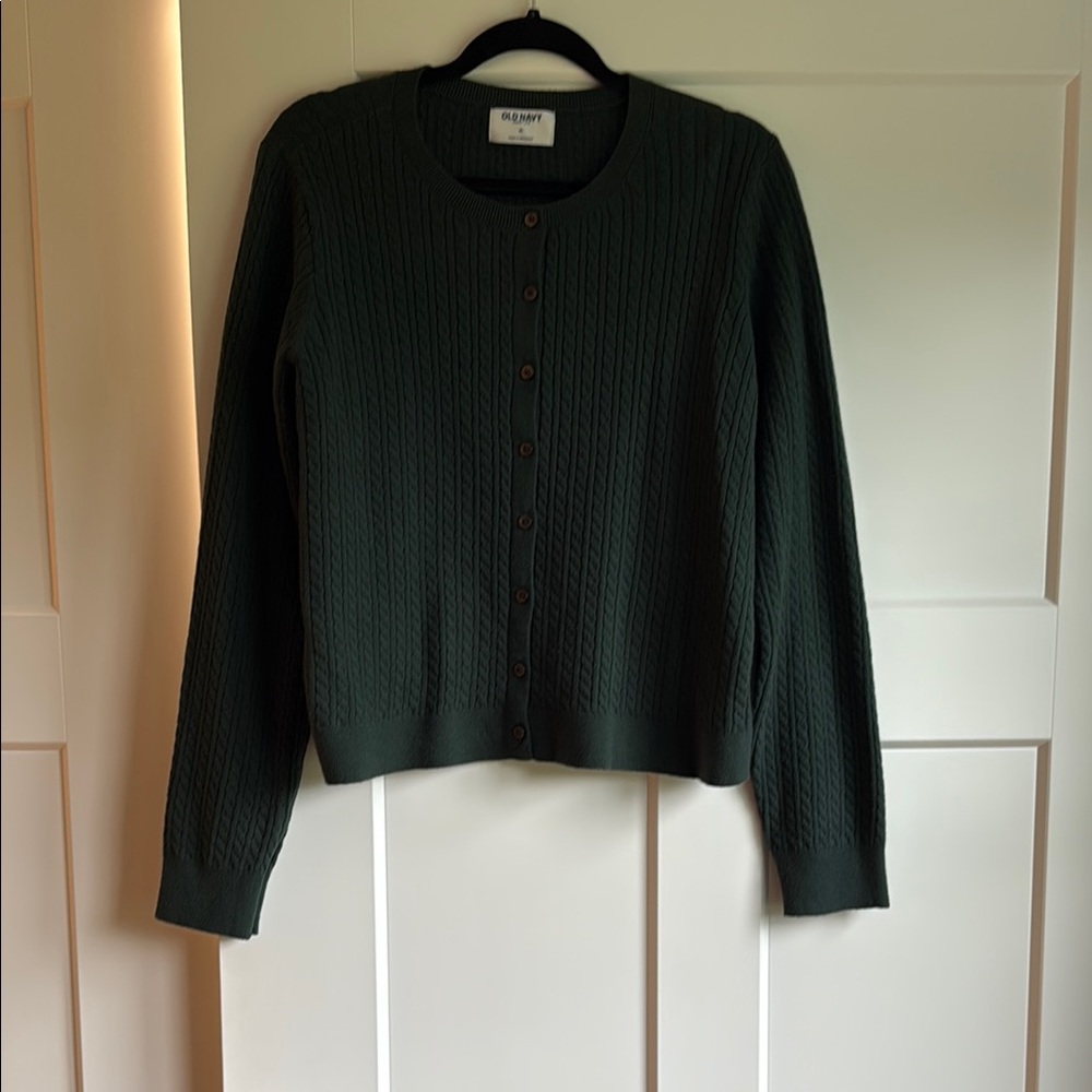 Old Navy Green Cardigan with Ribbed Knit